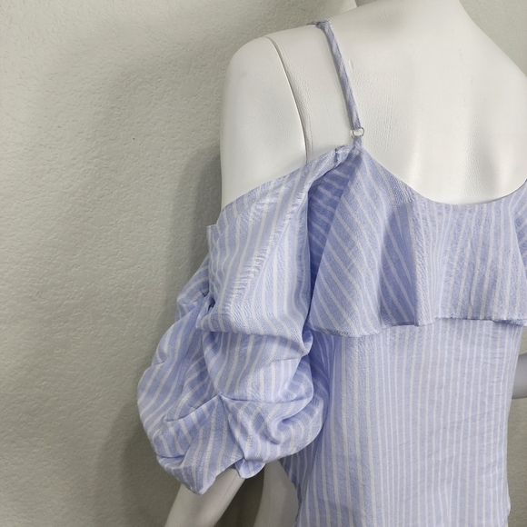 Astr The Label Blue Striped Boho Crop Top Size S - Picture 5 of 10